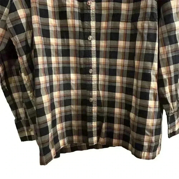 Dickies Men's 2XL Plaid Button-Up Shirt Brown/Black Long Sleeve Casual - Picture 8 of 9